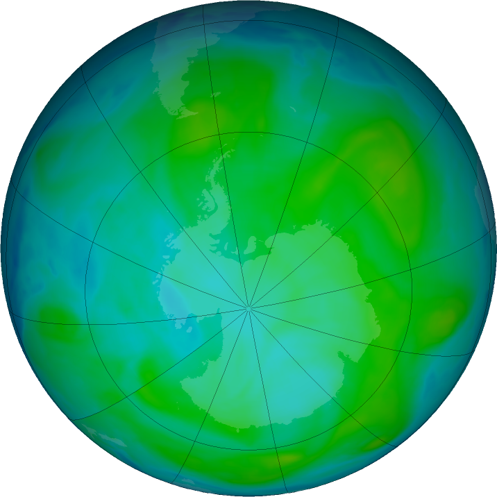 Antarctic ozone map for 10 January 2017